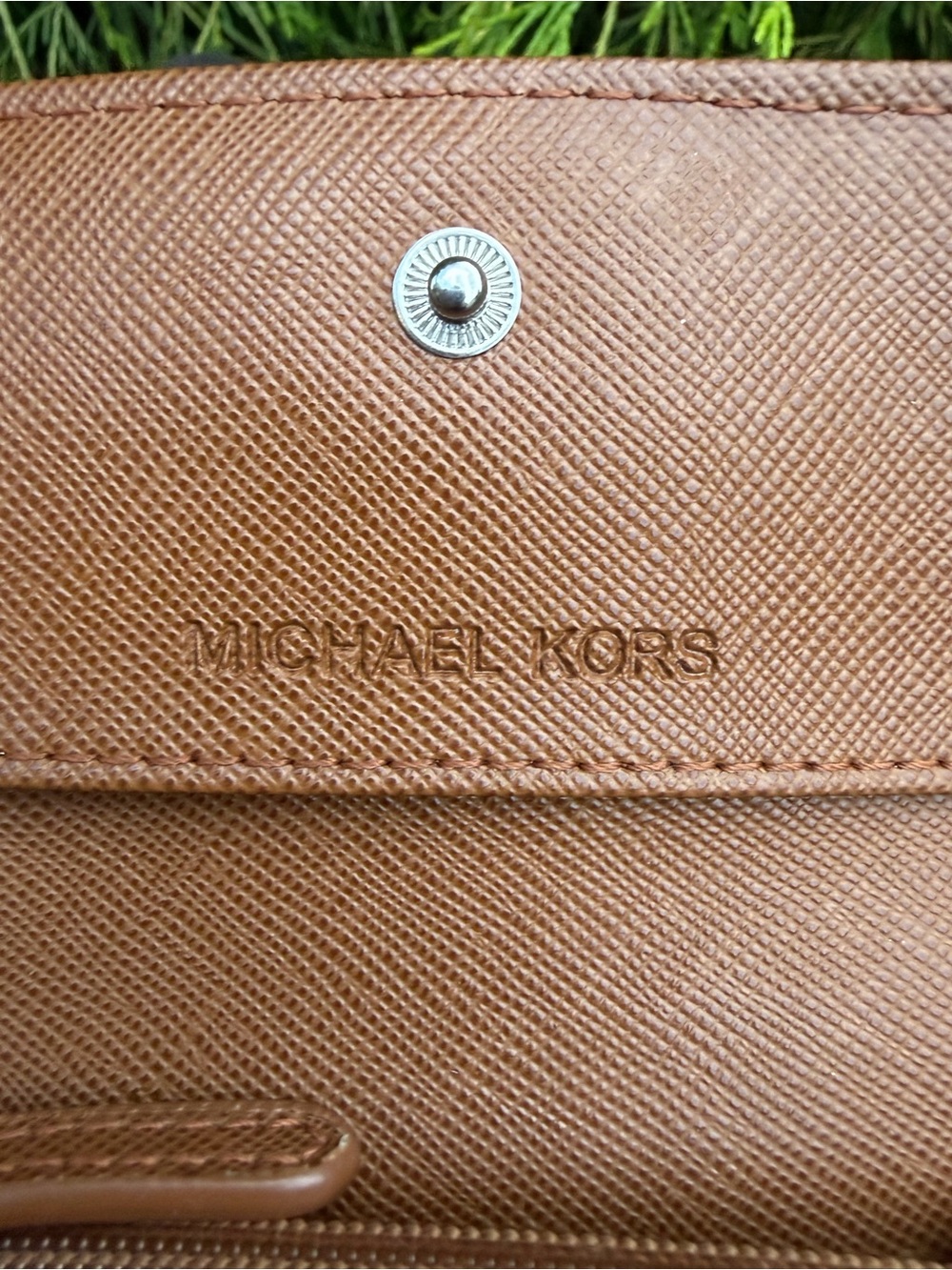 Michael Kors Brown Snake-Embossed Leather Card Case with Key Ring - Picture 7 of 15